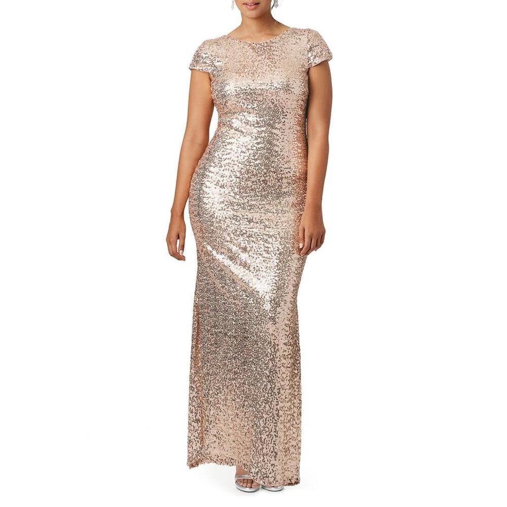 Badgley Mischka Blush Sequin Award Winner Gown Size 4 with missing sequins